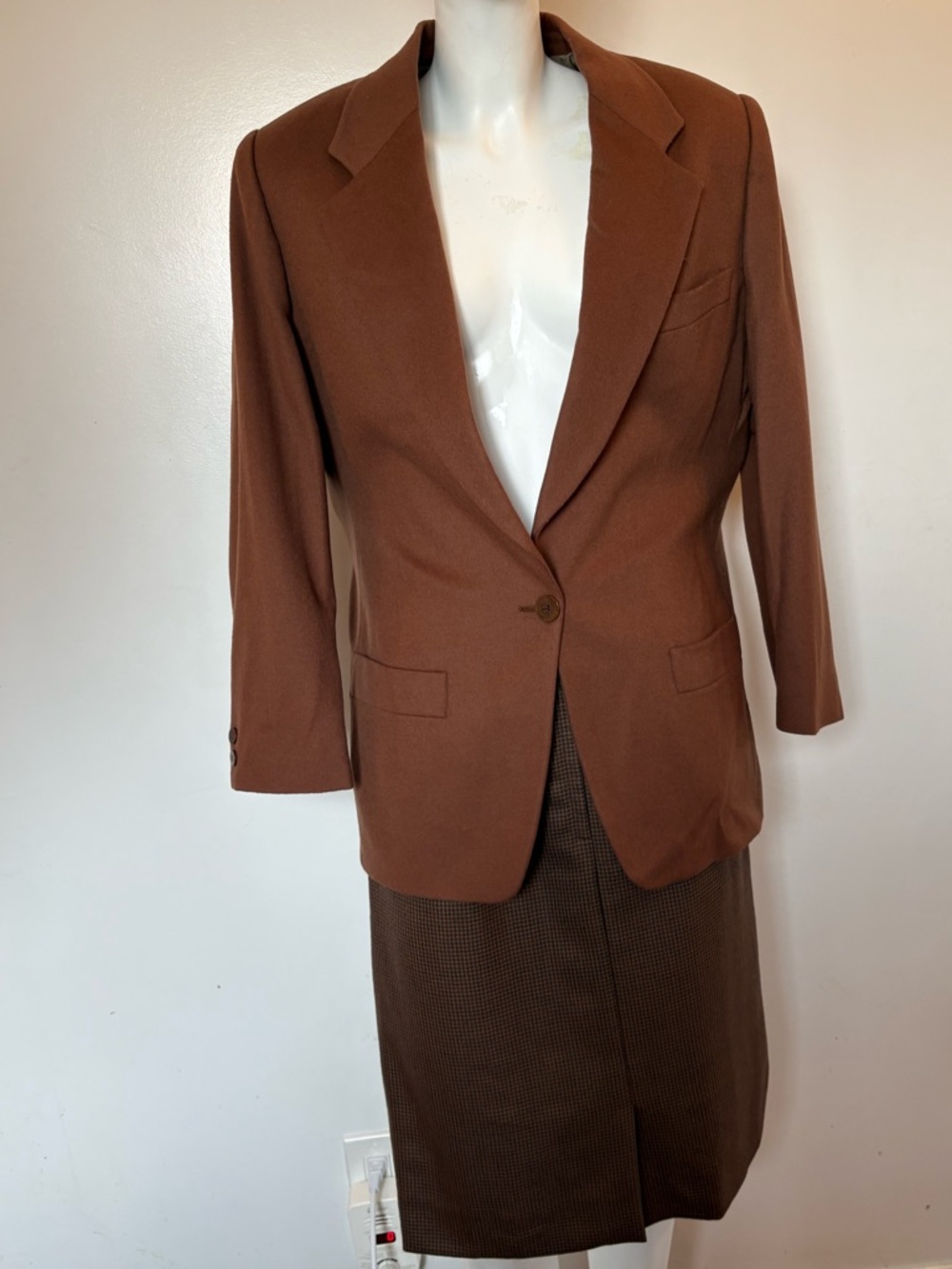 Ambiance Women's Brown Skirt Suit Set - Classic Tailored Jacket & Pencil Skirt